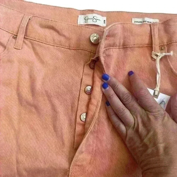 JESSICA SIMPSON Button Fly Infinite High Waist Short Plus Size 24W coral NWT - Picture 4 of 10